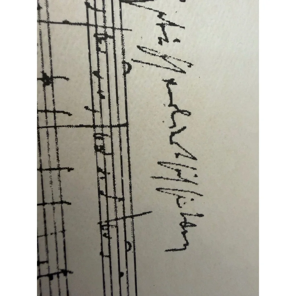 Vintage Framed Handwritten Sheet Music Manuscript Print Brass Frame 12x17